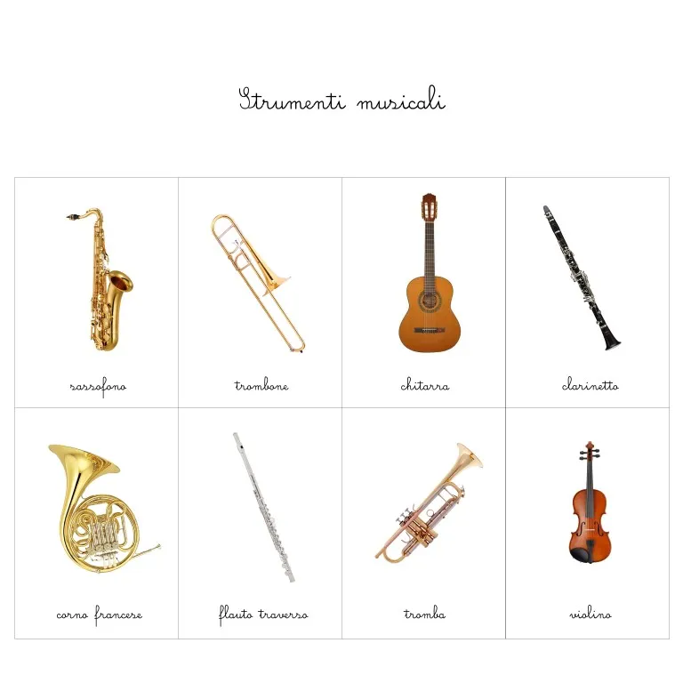 Baboo Strumenti musicali 8 carte nomenclature PDF A4