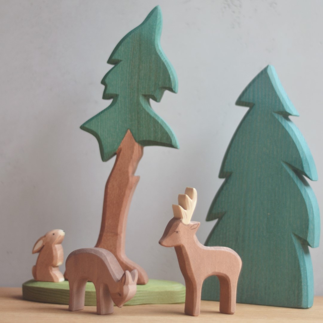 Ostheimer Albero Abete Alto con Base figura legno 30 cm