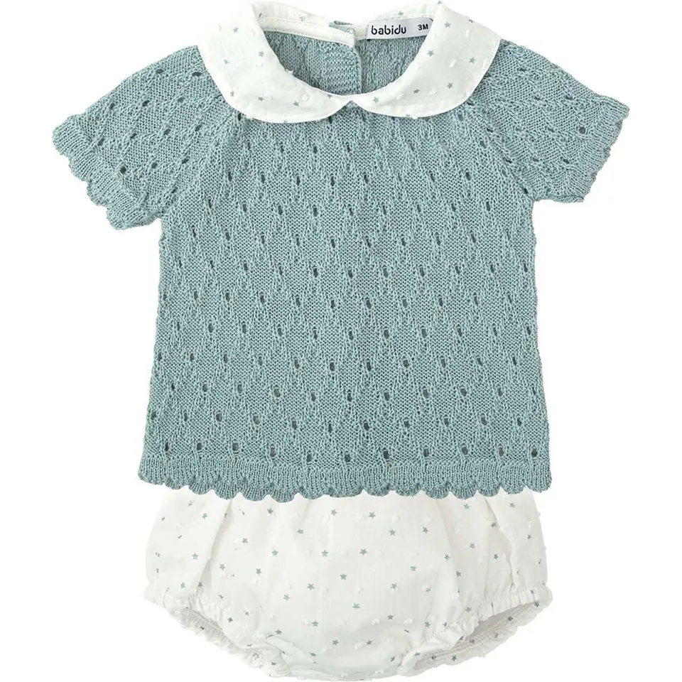 Babidu completino neonata maglia e ranetta traforata 18 mesi