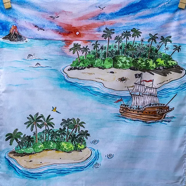 Wonderie Lost Islands telo gioco cotone 100x100 cm
