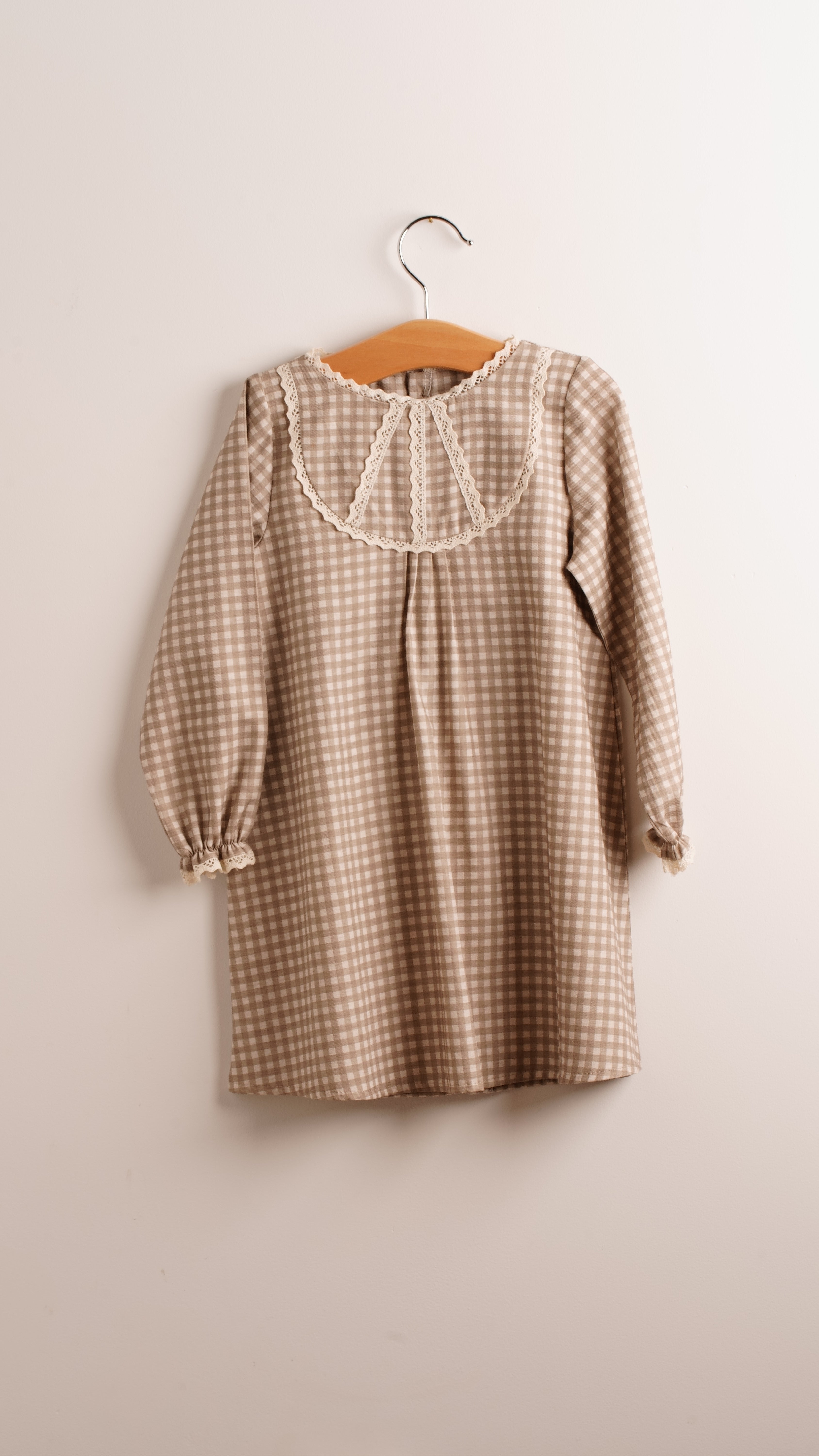 Mebi Vichy Beige vestito bambina cotone