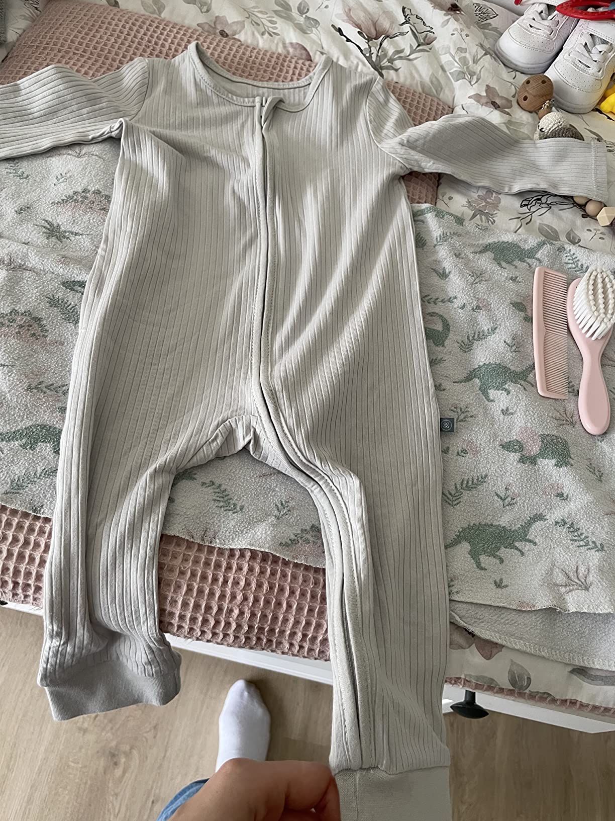 emma & noah pigiama neonato senza piedi grigio costine