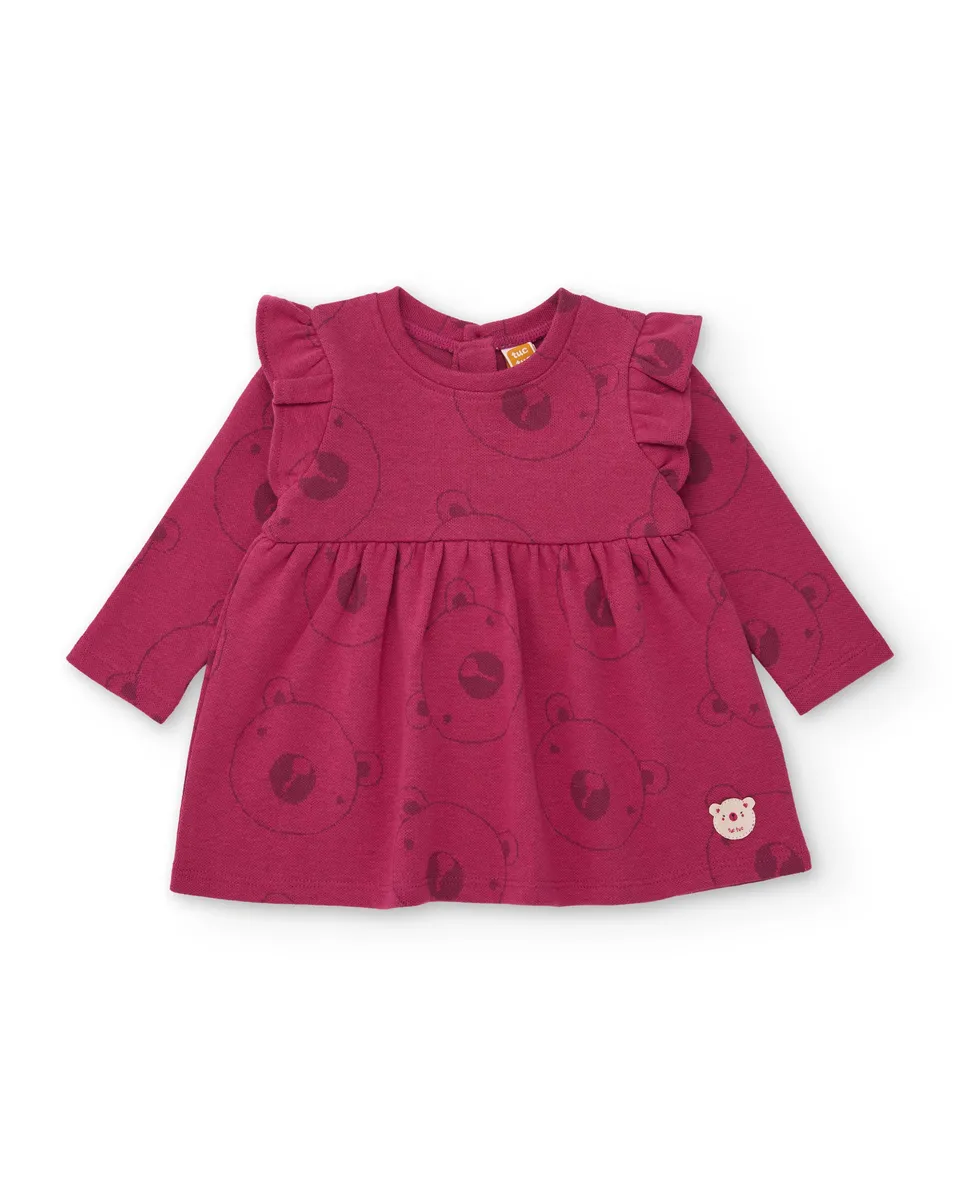 Tuc tuc abito neonata pile orso bordeaux