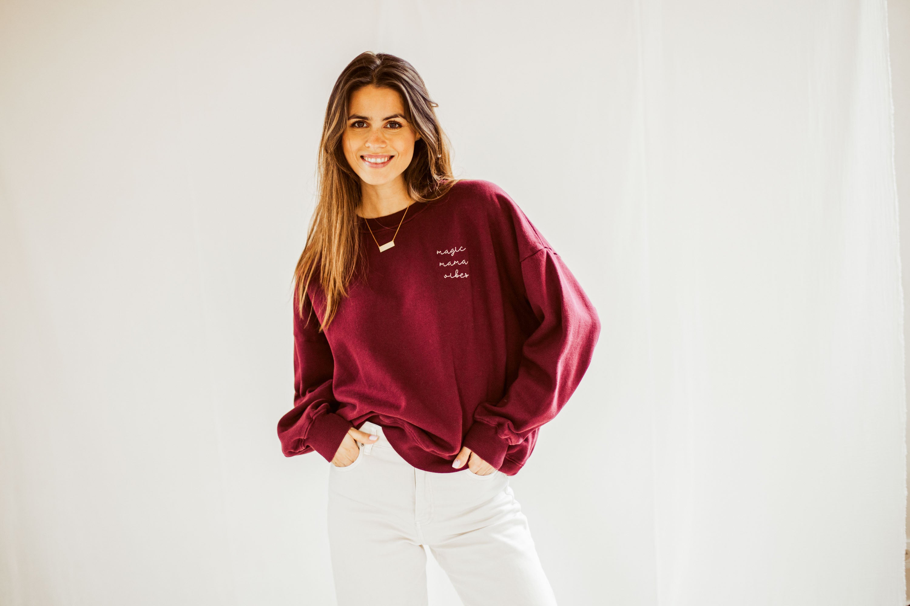 Ella and Rapha Mama Loose Fit felpa bordeaux cotone