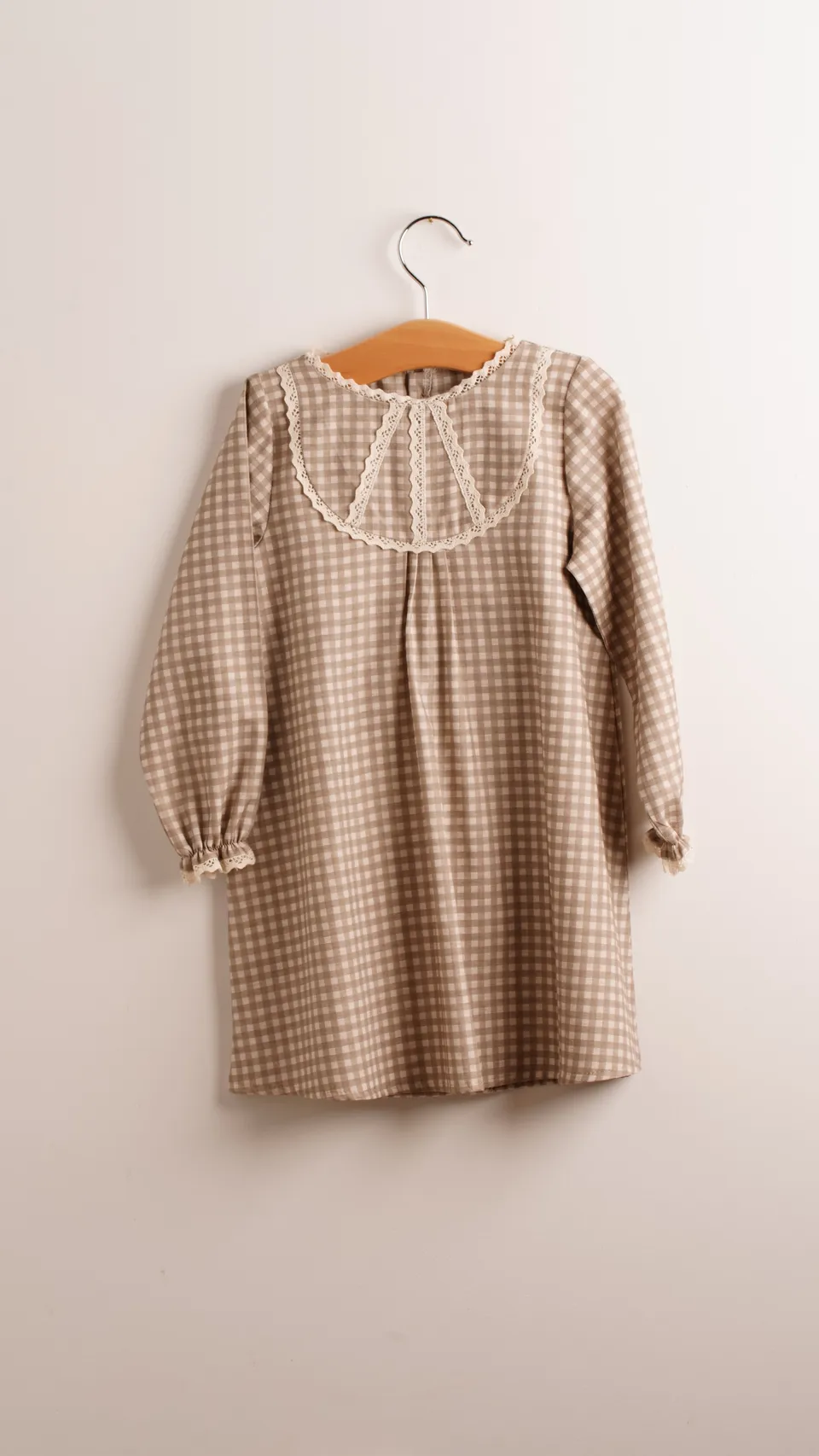 Mebi Vichy Beige vestito bambina cotone