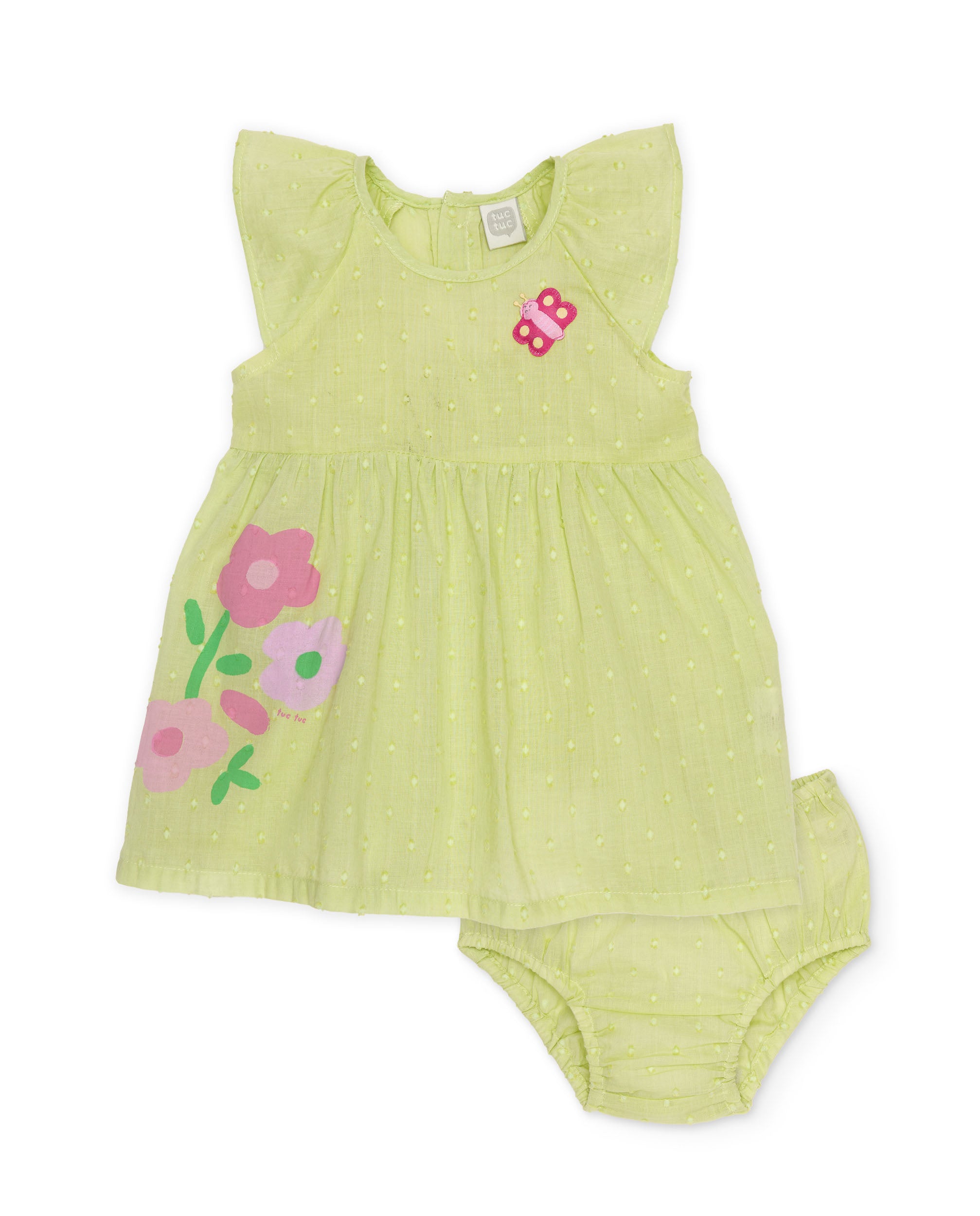Tuc Tuc vestito neonata verde pois con mutandina