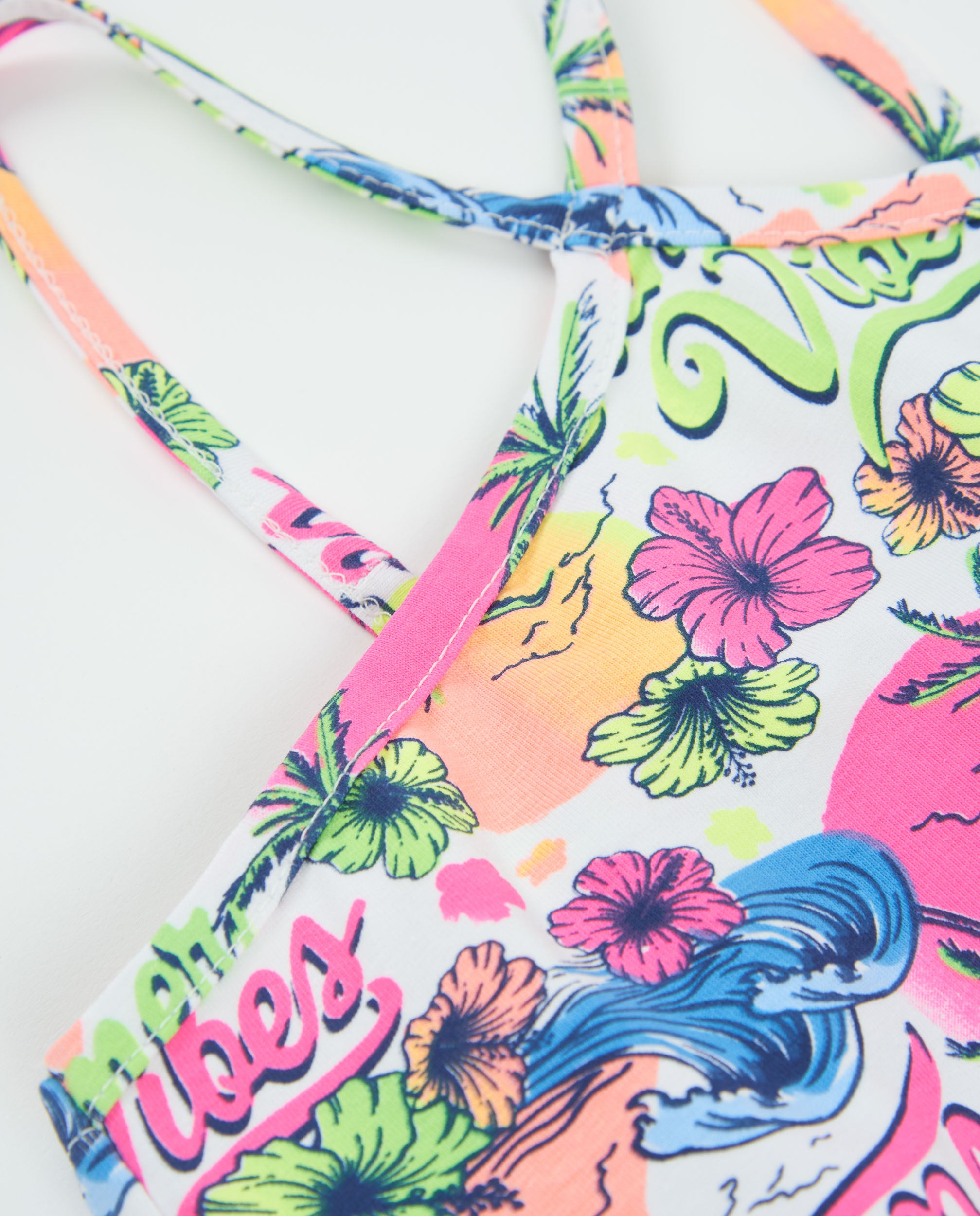 Tuc Tuc vestito bambina spalline rosa palme
