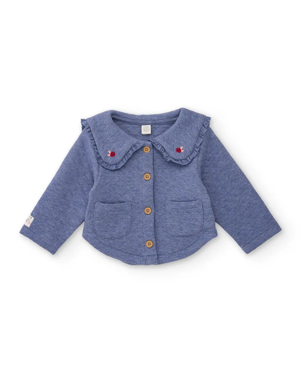 Tuc Tuc Sweet Dog cardigan neonata azzurro collo volant
