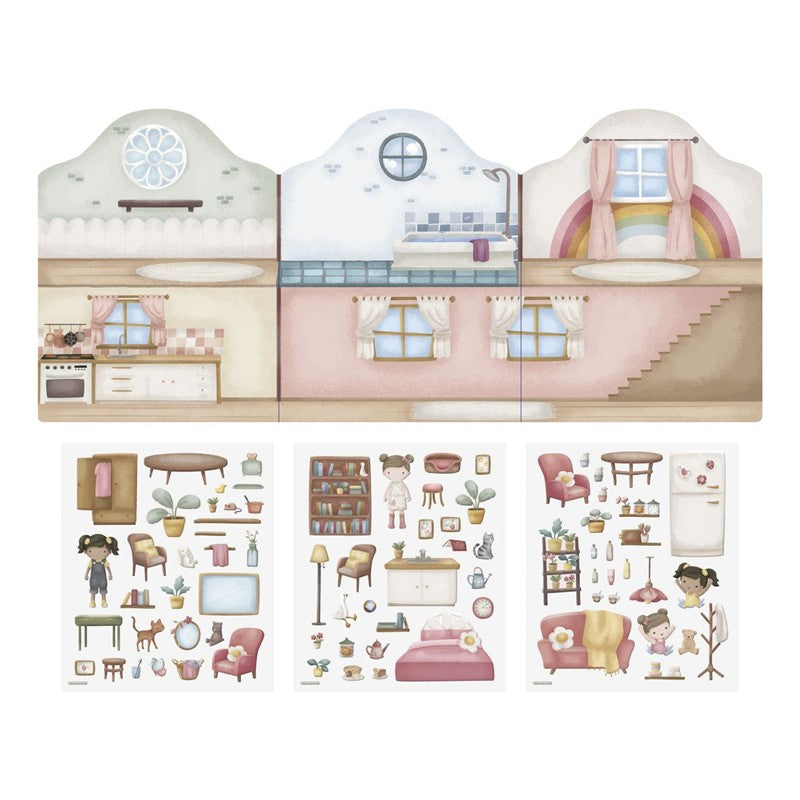 Little Dutch Rosa libro sticker riutilizzabili casa