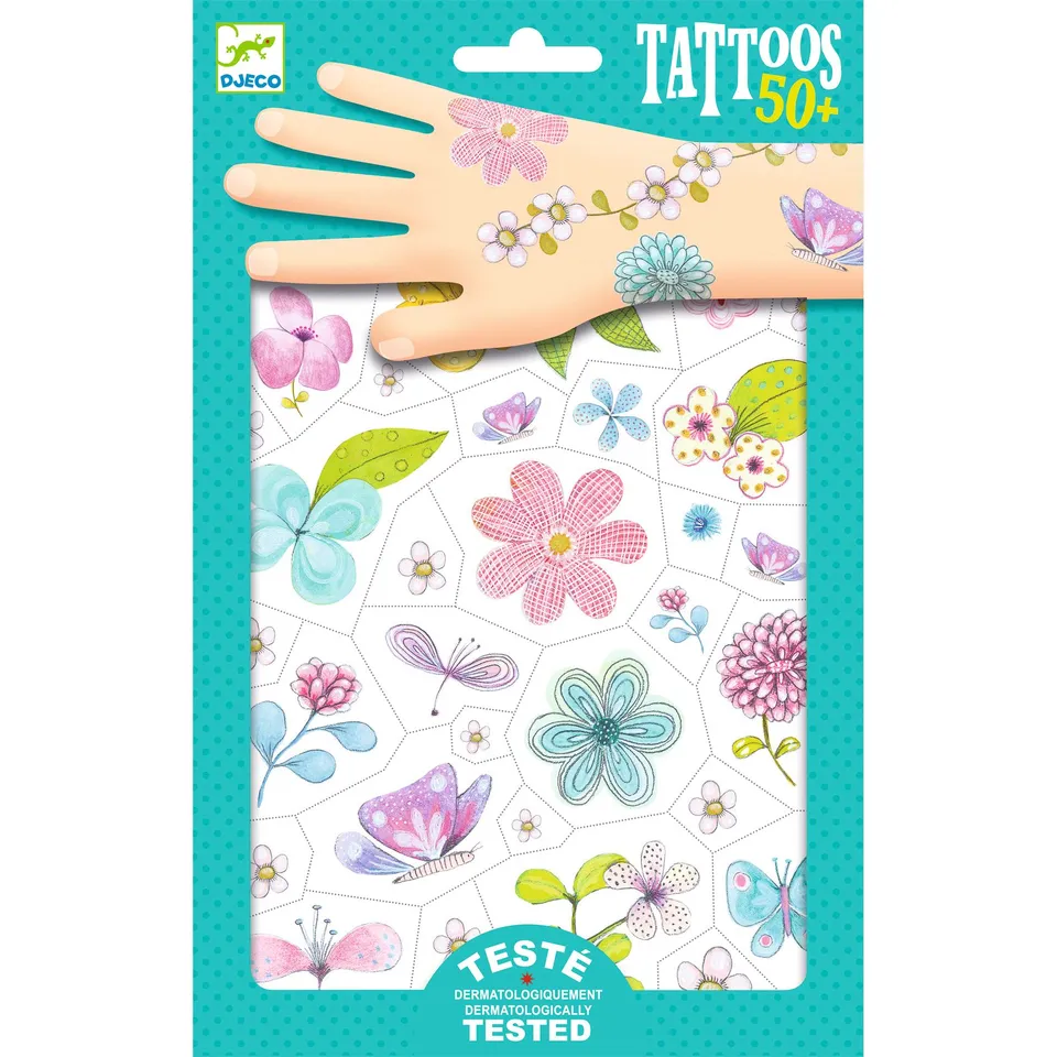 Djeco Fair Flowers tatuaggi temporanei 2 fogli fiori
