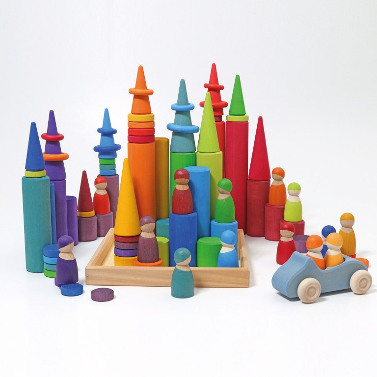 Grimm's Building Rollers Large Rainbow costruzioni 25 cilindri legno
