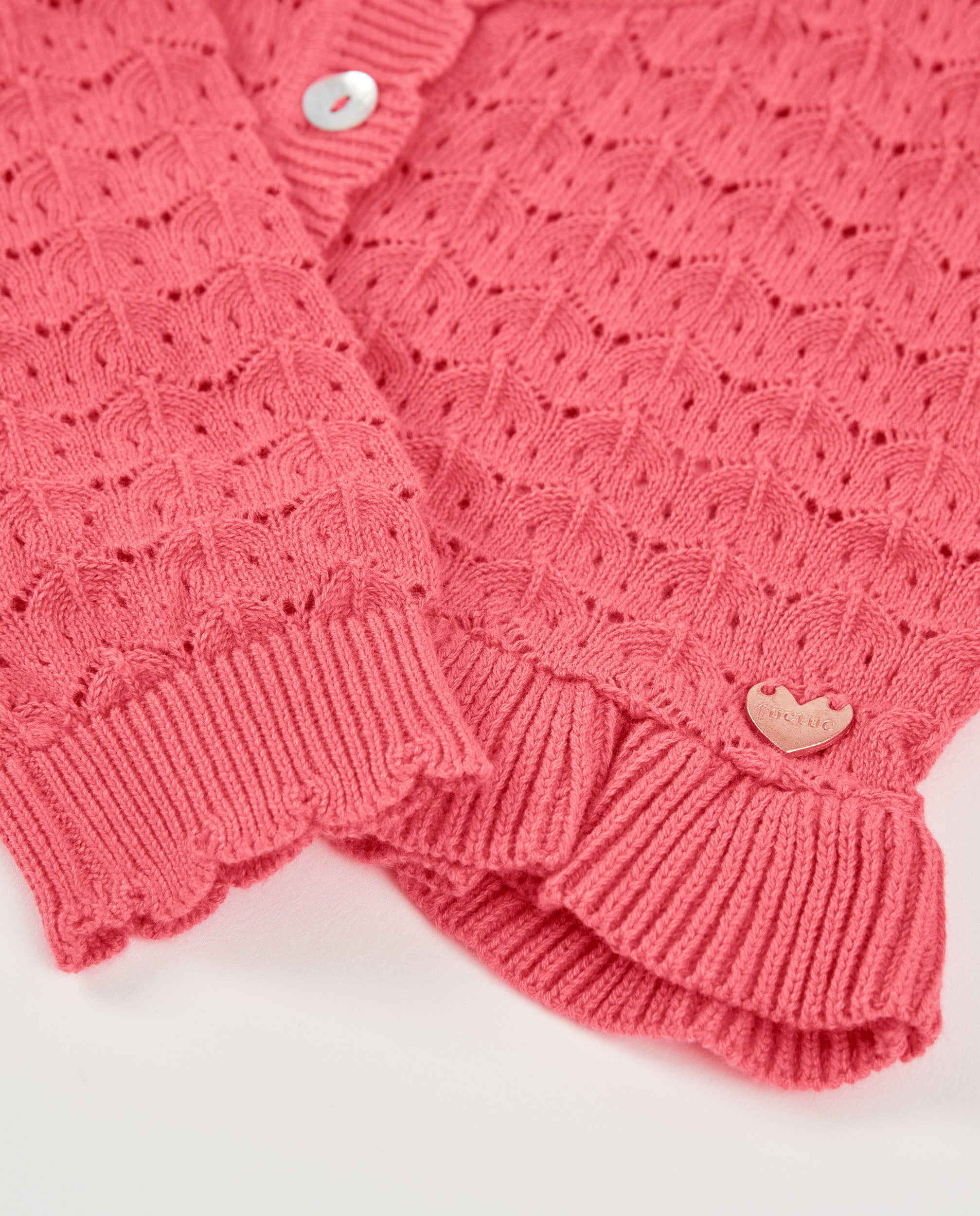 Tuc Tuc cardigan cropped bambina rosa traforato