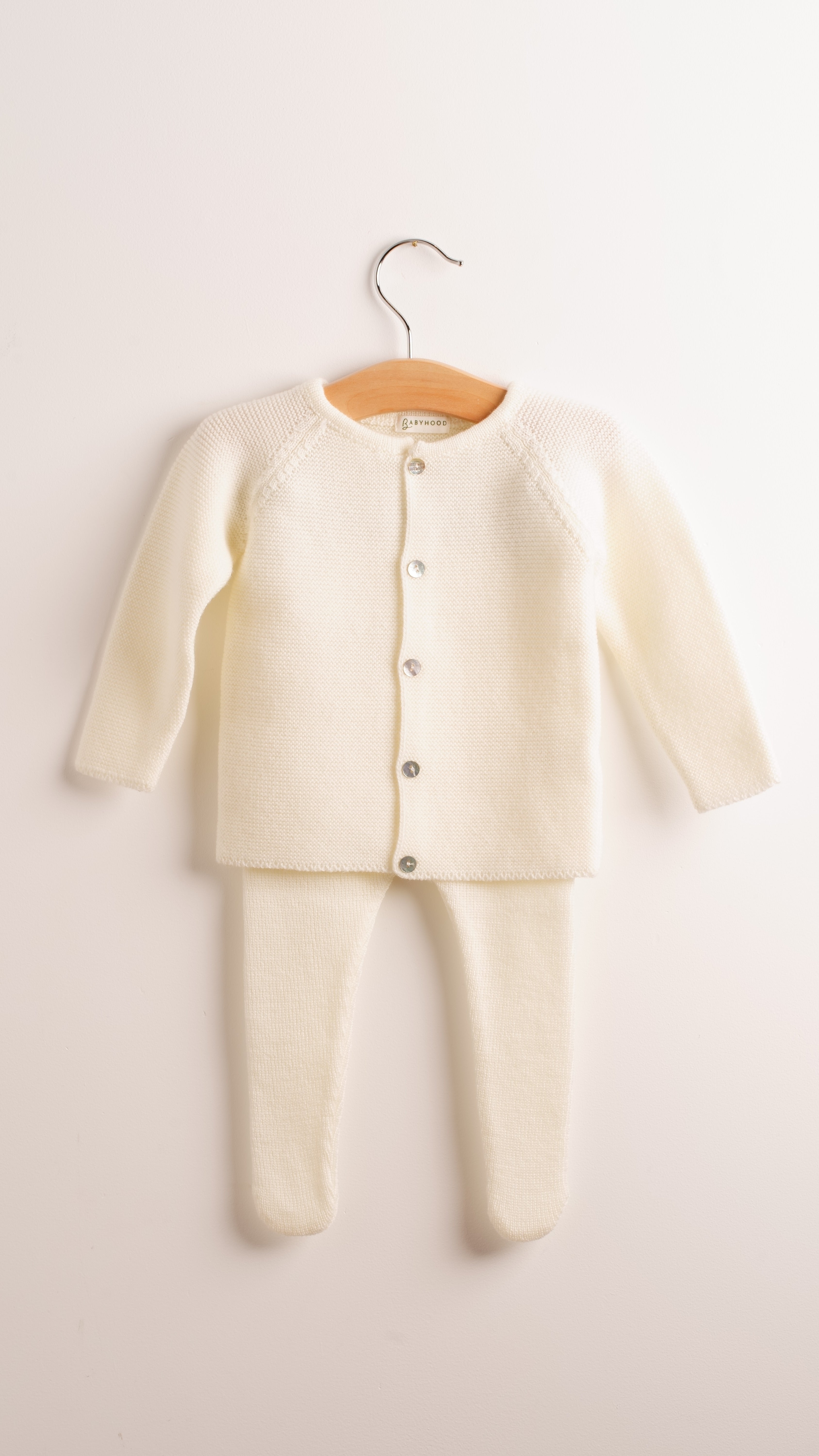Babyhood collant merino neonato lana avorio