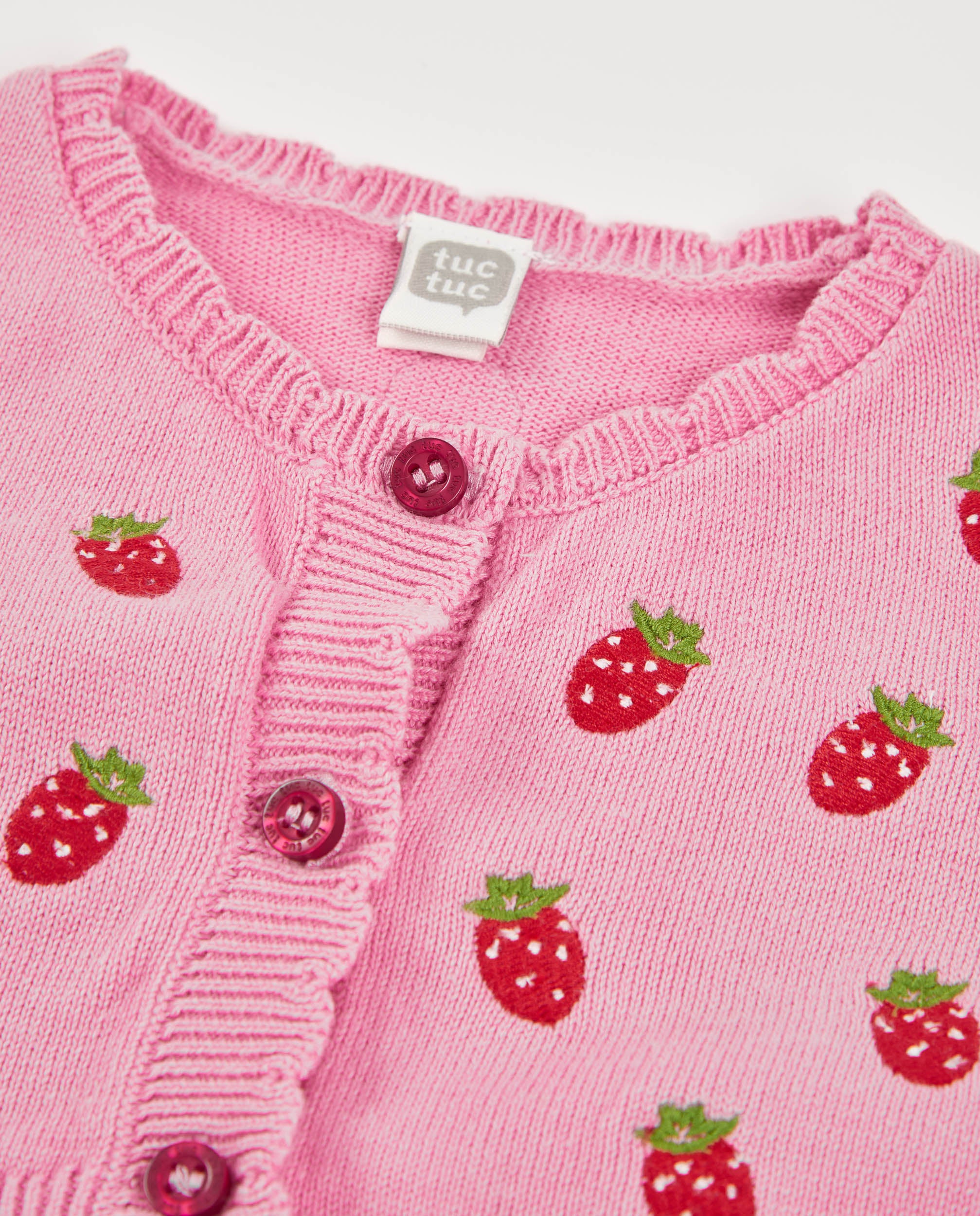 Tuc Tuc golfino neonata rosa fragole ricamate