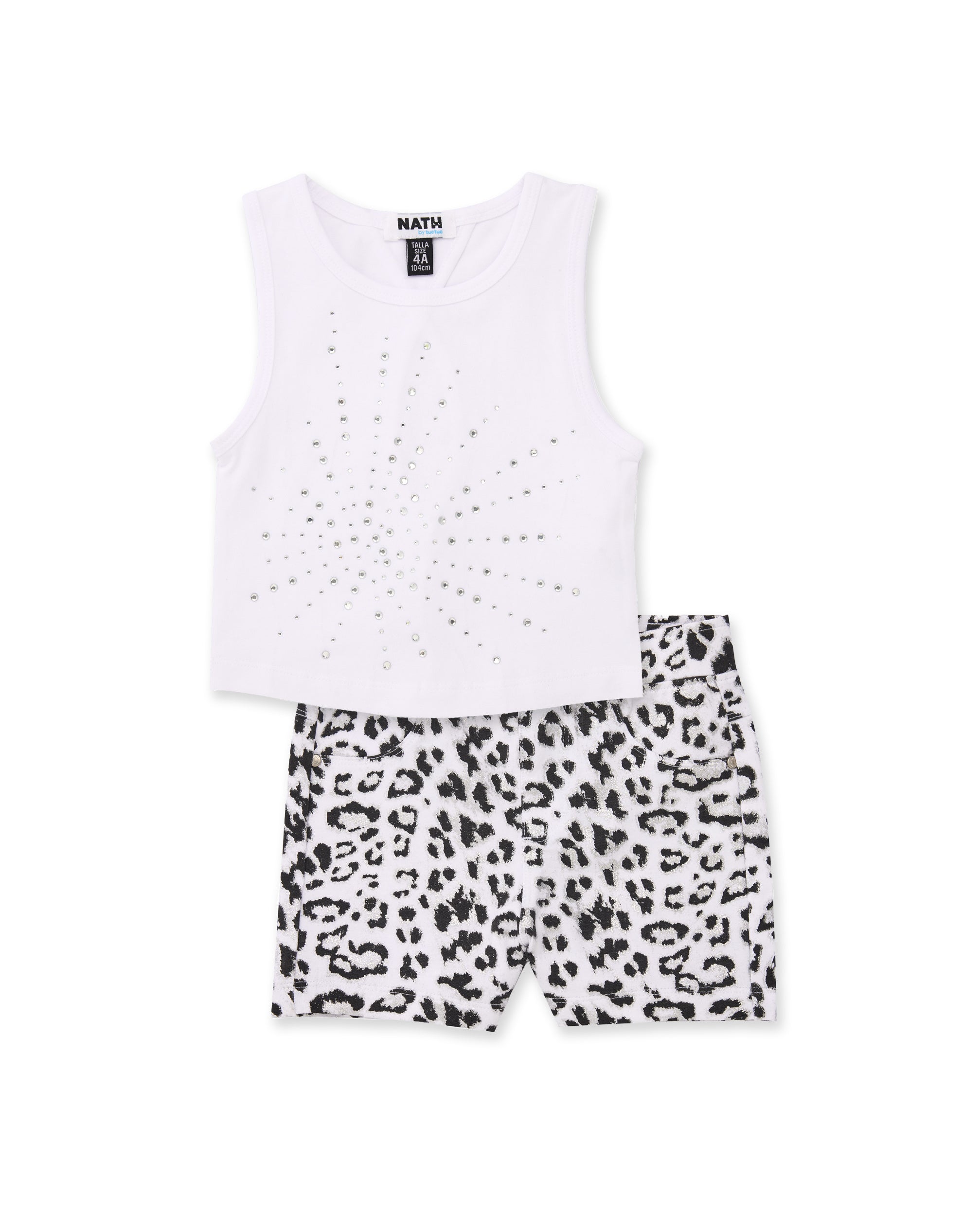 Tuc Tuc completo bimba bianco con shorts animalier