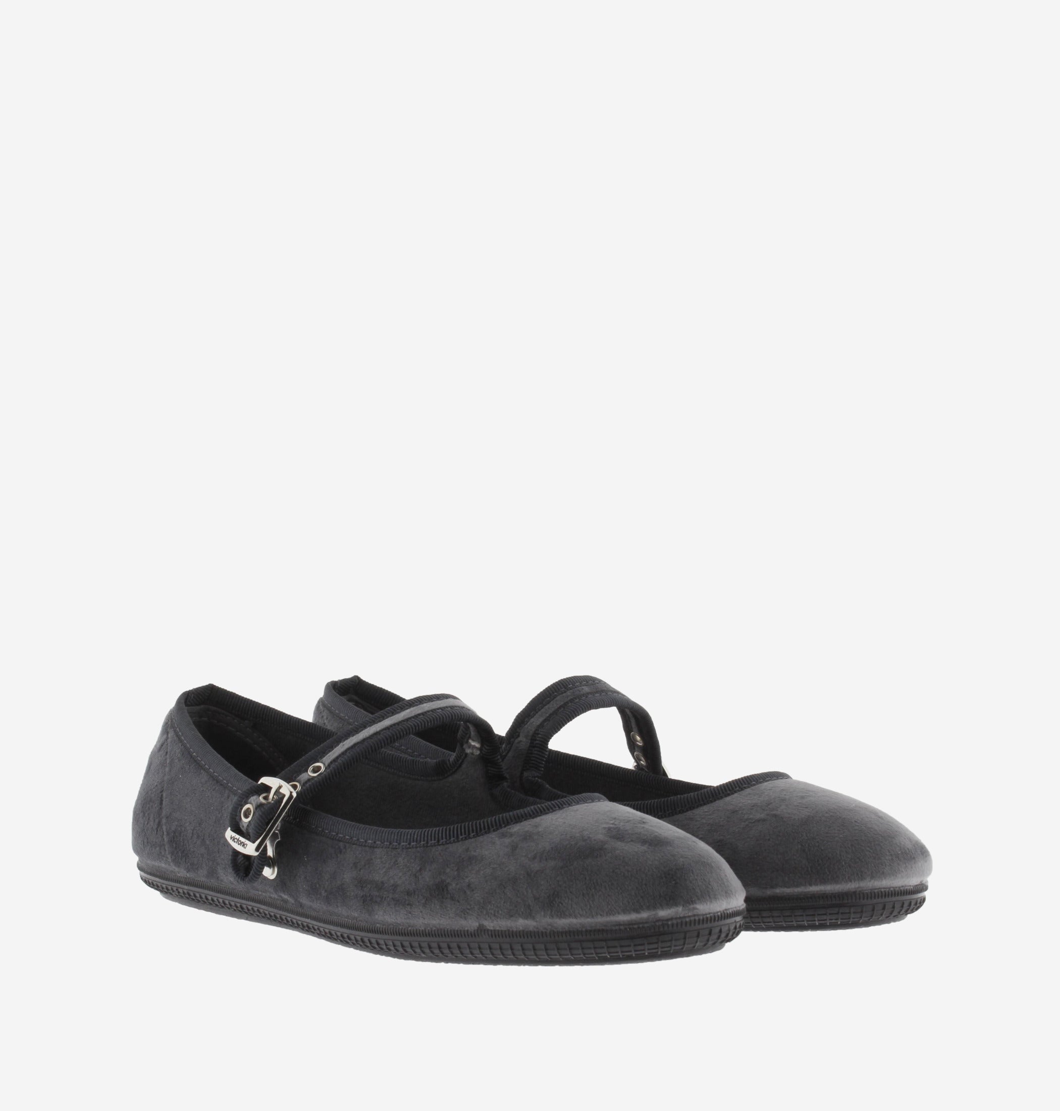 Victoria Mercedita Velluto Ballerine Grigie Gomma