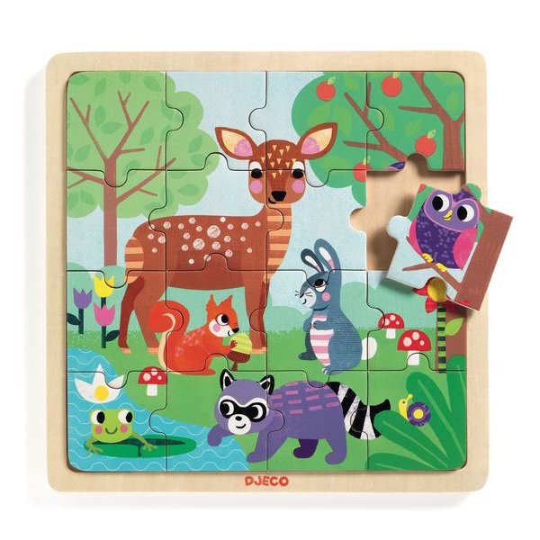 Djeco Forest puzzle legno cornice 16 pezzi