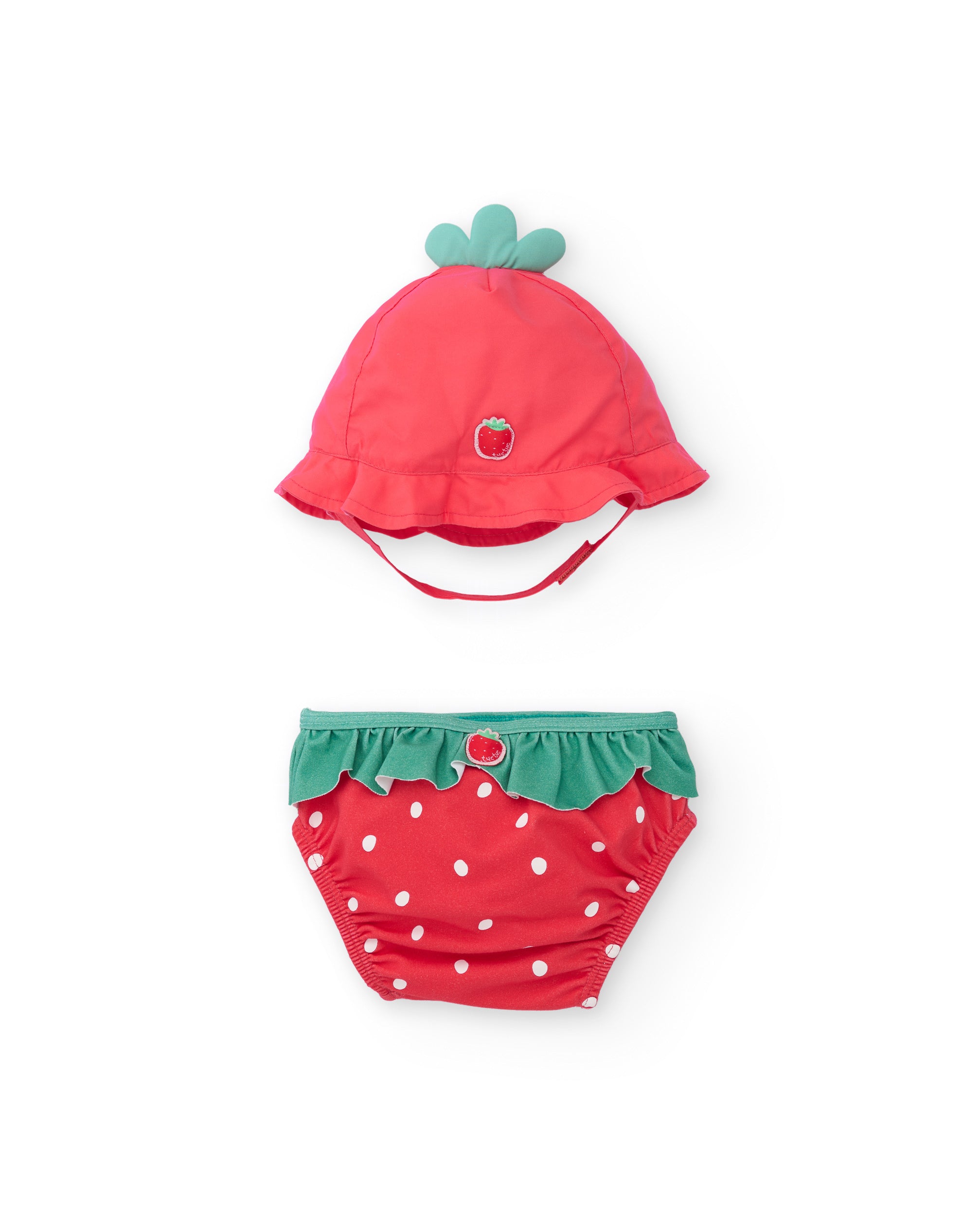 Tuc tuc costume neonata rosso fragola con cappello UPF50+