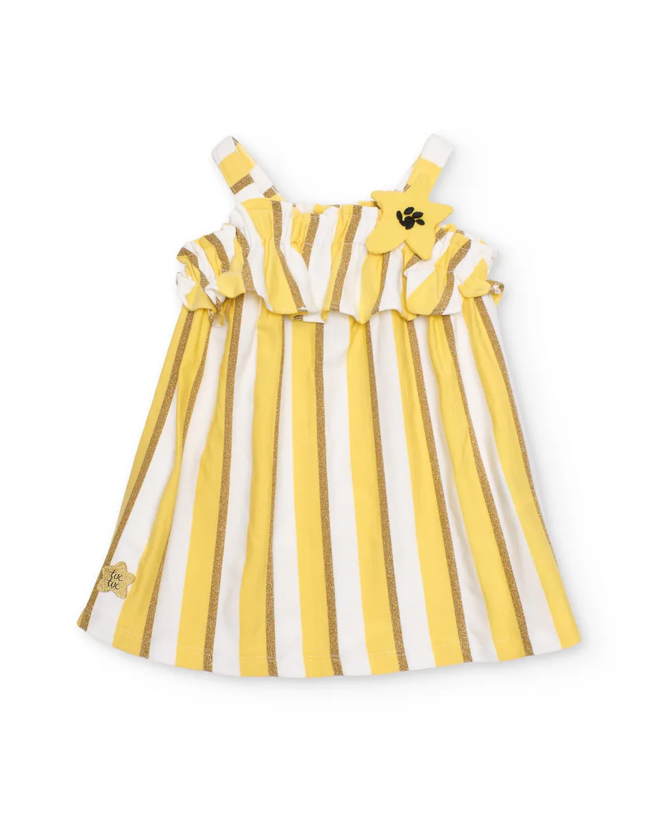 Tuc tuc vestito giallo fiori righe bambina