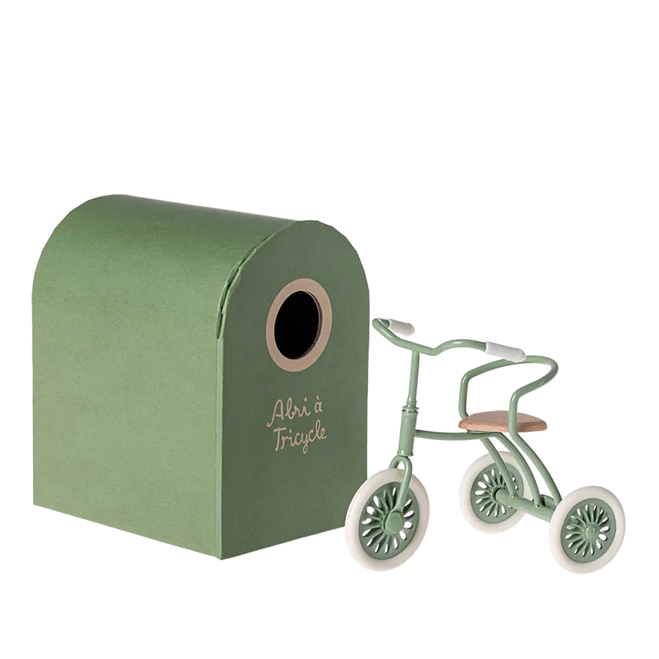 Maileg Abri triciclo topi metallo verde 9 cm