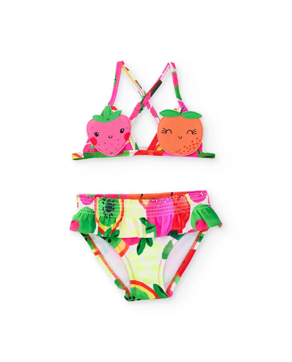 Tuc Tuc bikini bambina rosa frutta asciugatura rapida
