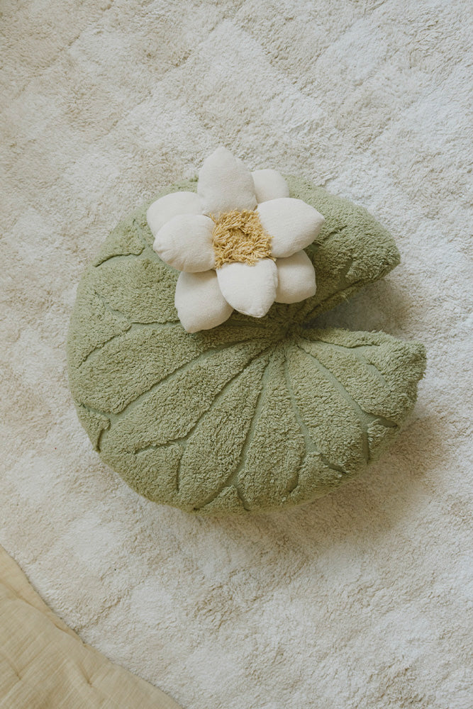 Lorena Canals Water Lily pouf cuscino foglia cotone 60 cm