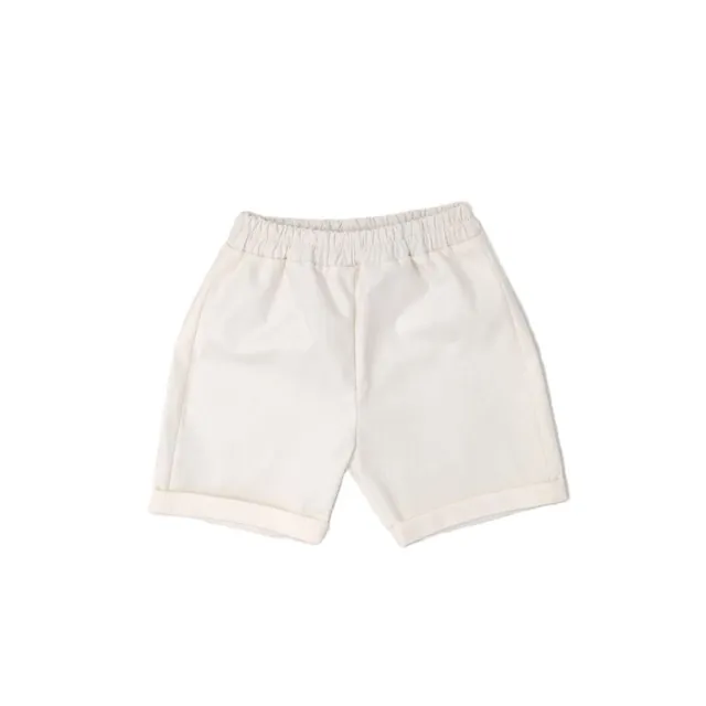 Mebi bermuda bimbo bianco cotone elastico con risvolto