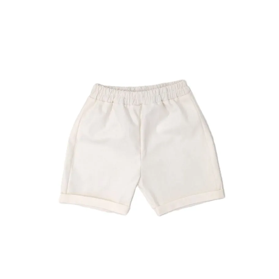 Mebi bermuda bimbo bianco cotone elastico con risvolto