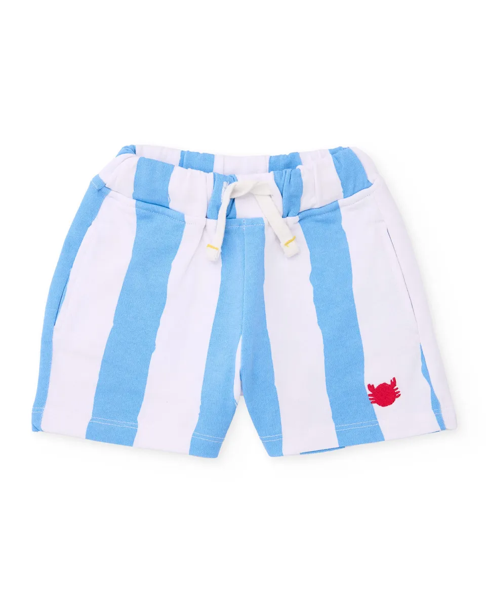 Tuc Tuc bermuda bambino blu righe ricamo granchio