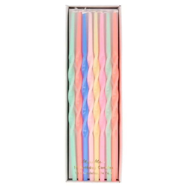 Meri Meri Long Mixed Twisted candele torta 16 pezzi colori