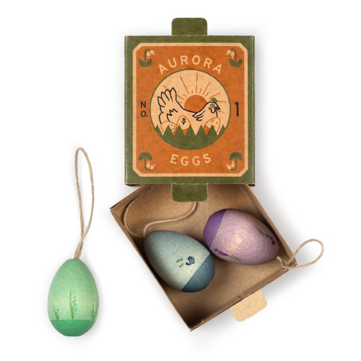 Grapat Aurora Egg set 3 uova Pasqua legno da appendere
