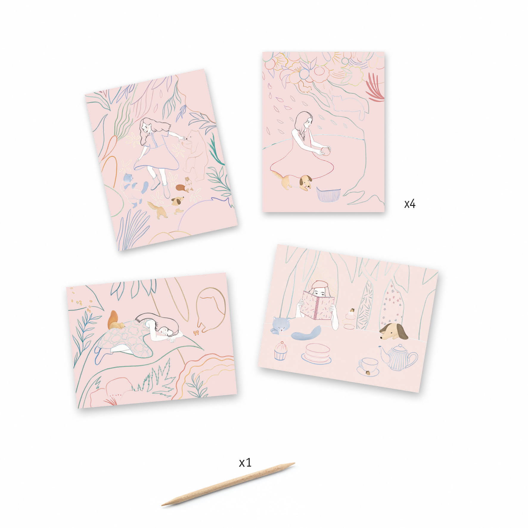 Djeco Picnic carte da grattare 4 carte pastello