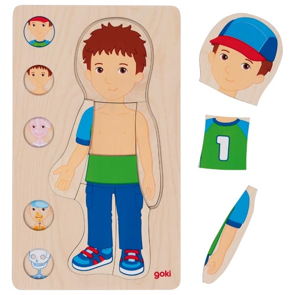 Goki Corpo Umano puzzle legno 5 strati bambino