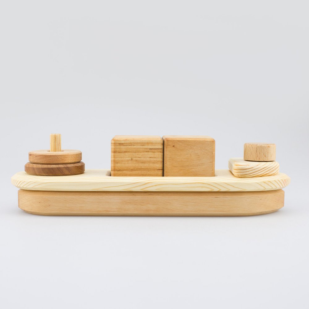 Drei Blätter Vascello gioco impilabile legno naturale 8 pezzi