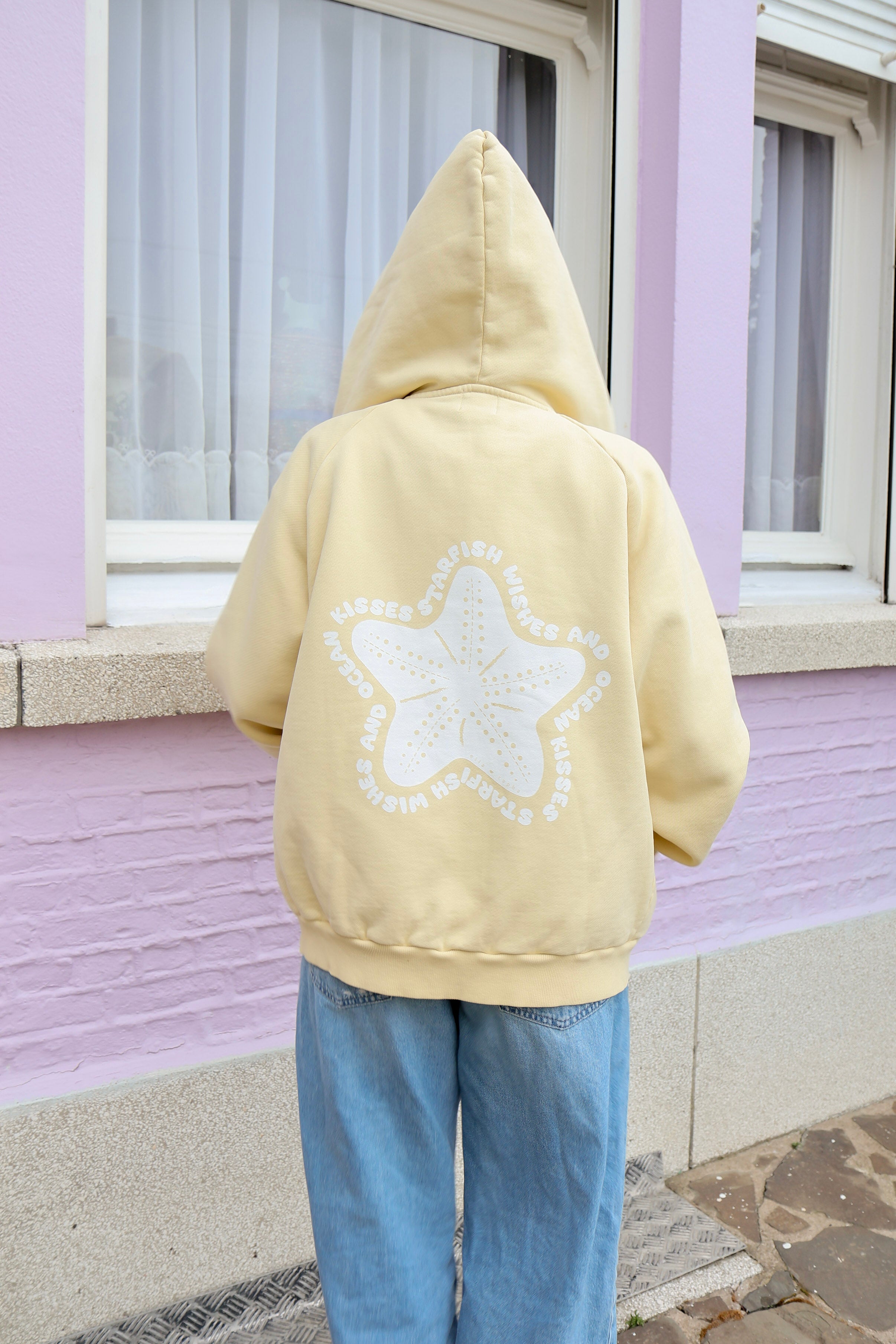 Ella and Rapha Starfish felpa con cappuccio giallo burro cotone