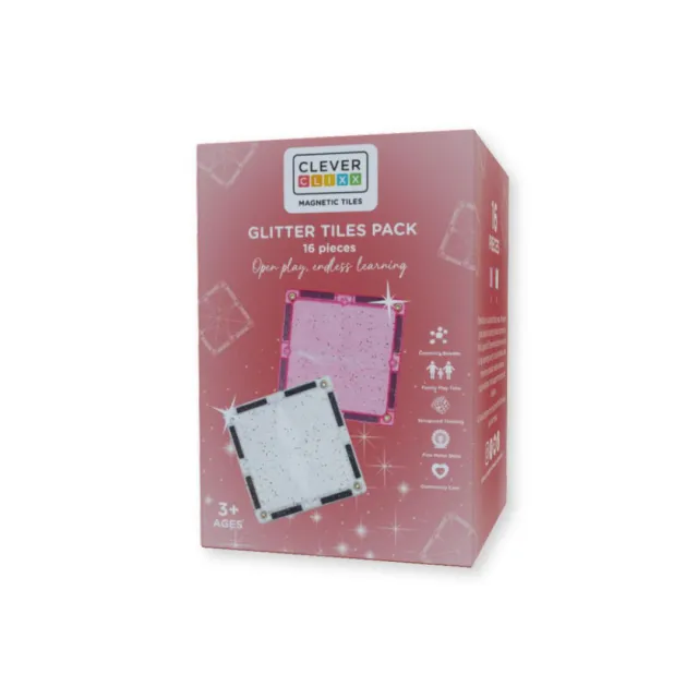 Cleverclixx Glitter Tiles 16 pezzi costruzioni magnetiche rosa
