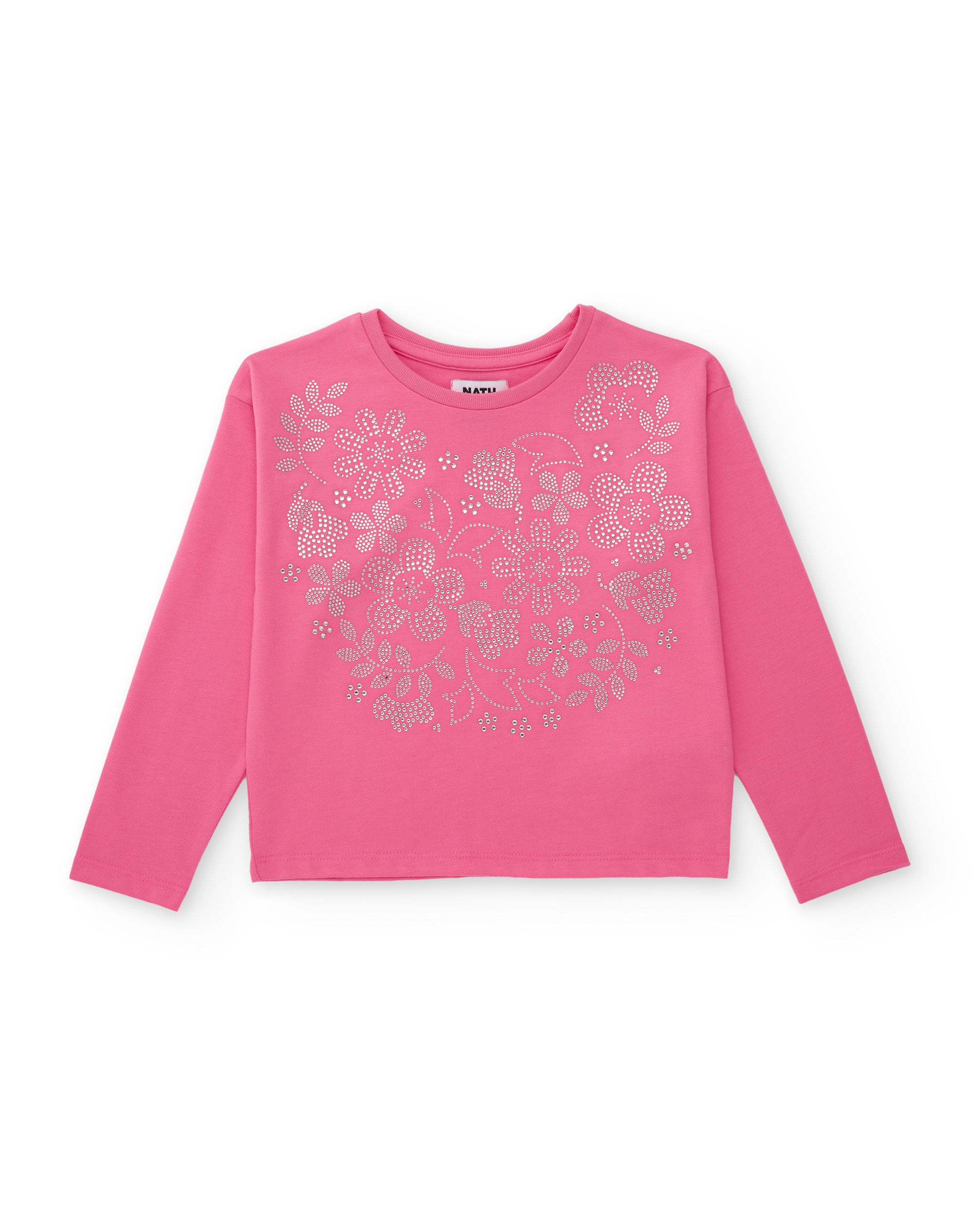 Tuc Tuc maglia bambina rosa fiori strass manica lunga