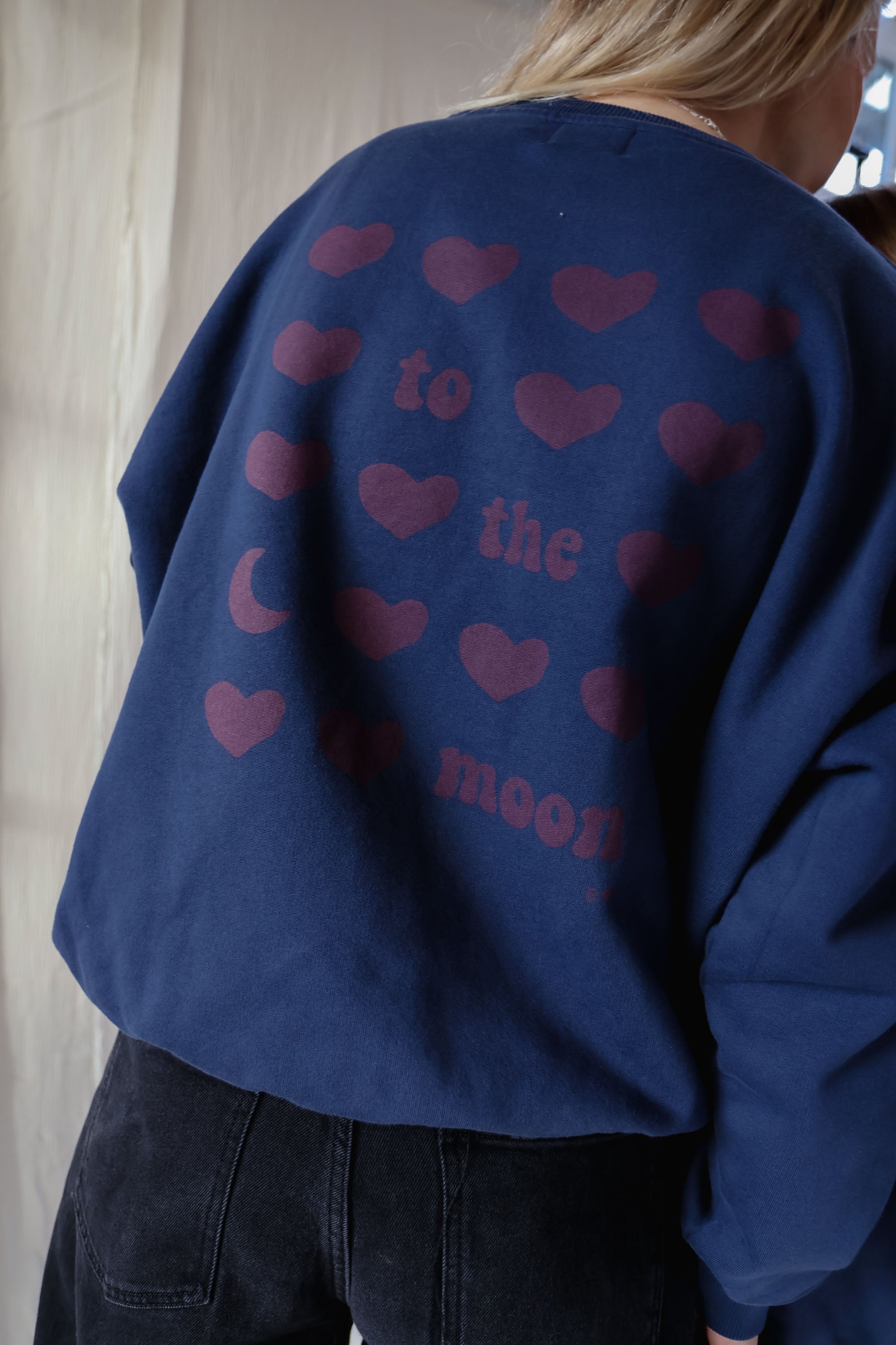 Ella and Rapha To The Moon Hearts felpa donna blu cuori