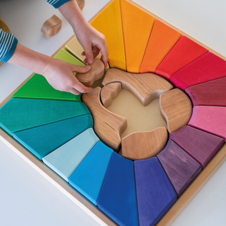 Grimm’s Rainbow Lion set costruzioni legno 27 pezzi colori