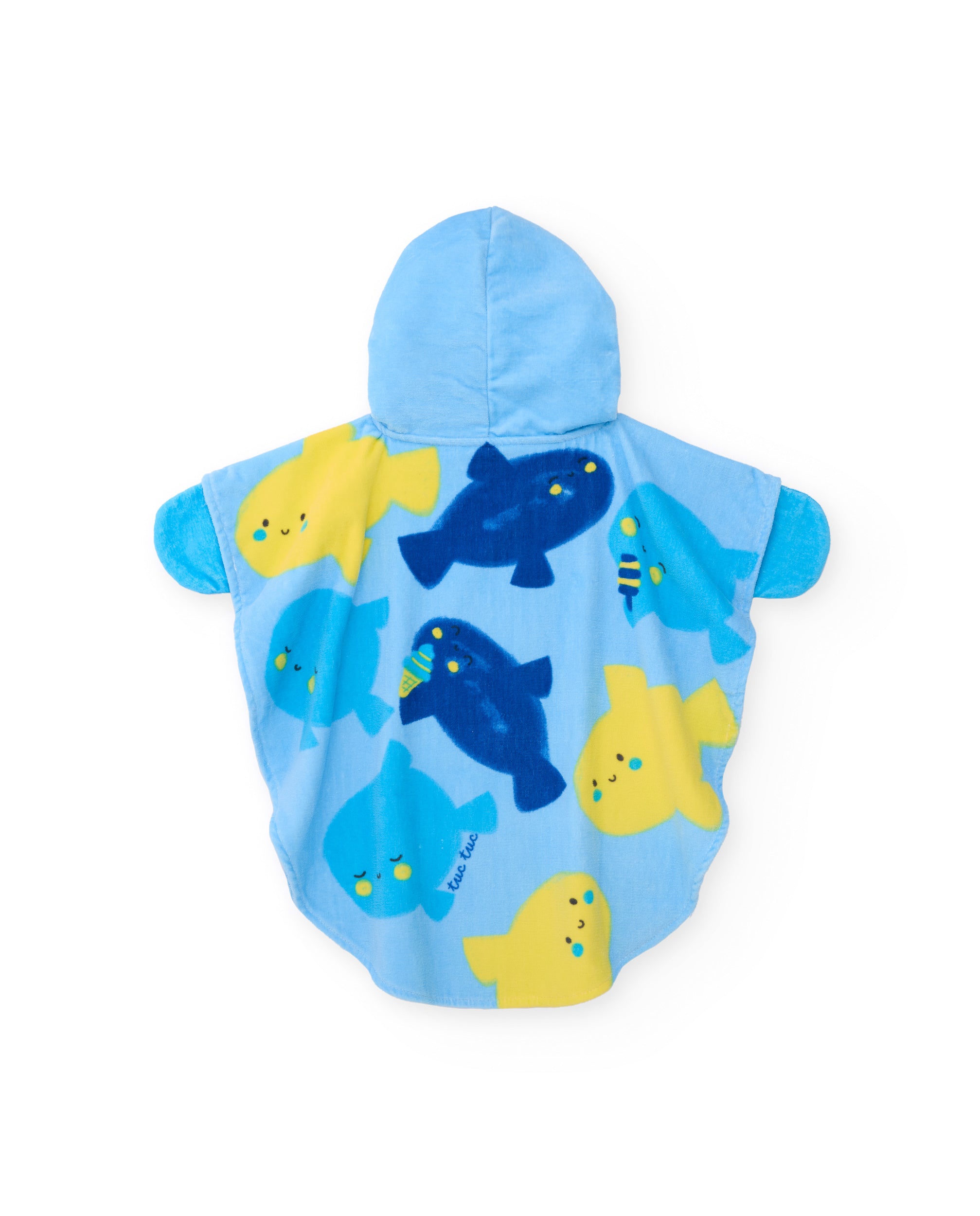 Tuc Tuc poncho bimbo blu spugna animali mare