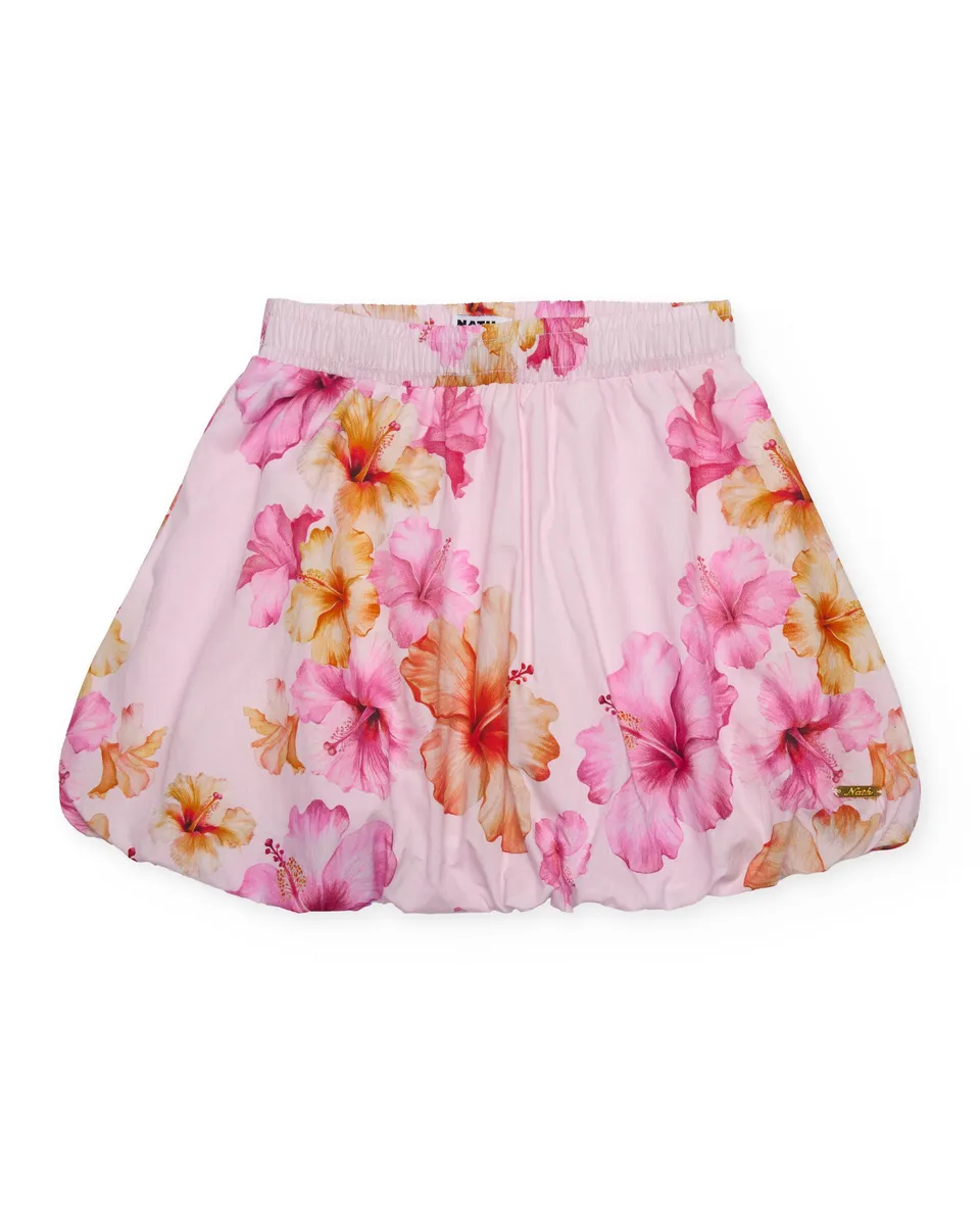 Tuc Tuc gonna bambina rosa effetto palloncino stampa ibisco