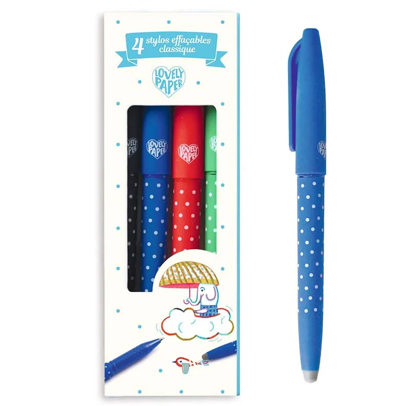 Djeco set 4 penne cancellabili gel con gomma