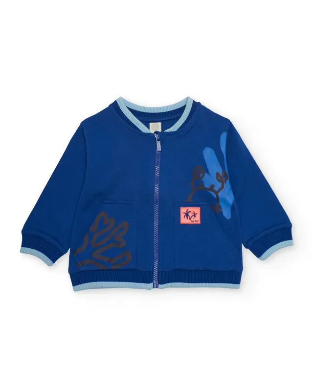Tuc Tuc Felpa Bimbo con Zip Blu Navy Stampa Mare
