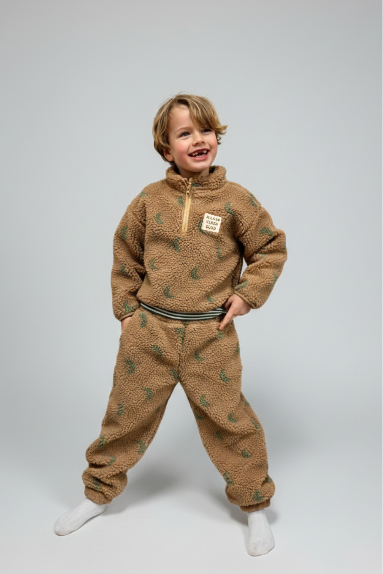 Ella and Rapha Teddy Moon pantaloni bambino beige invernali