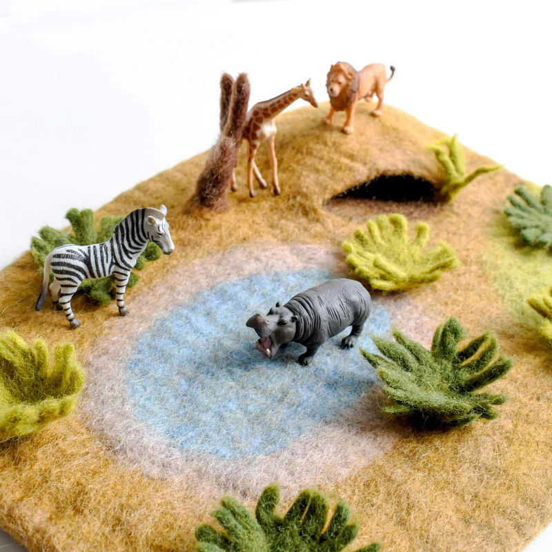 Tara Treasures Safari Playscape Tappeto Gioco in Feltro Lana