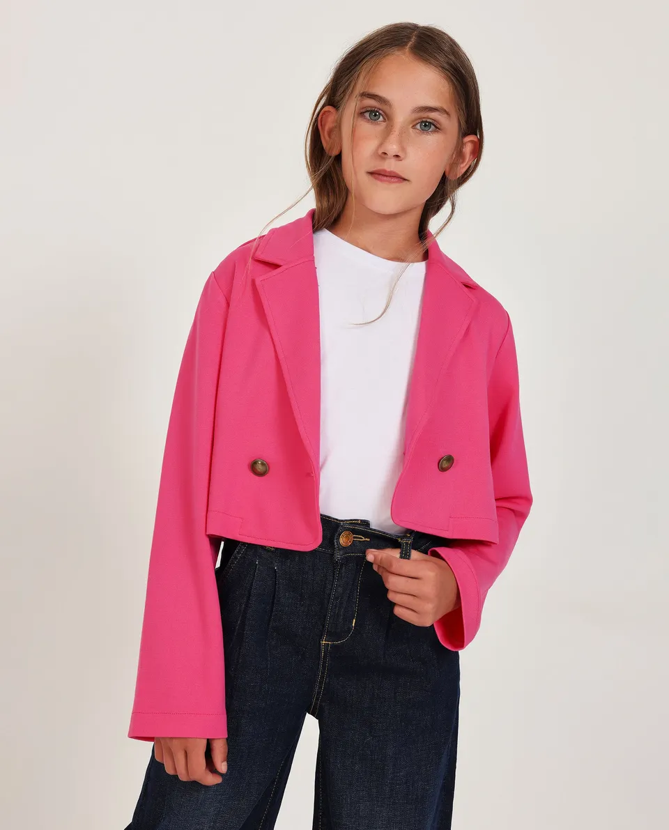 Tuc tuc blazer bambina fucsia doppiopetto maglia