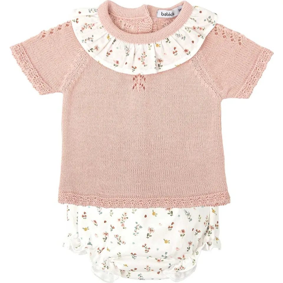 Babidu completo neonata ranetta e maglia rosa 24 mesi cotone