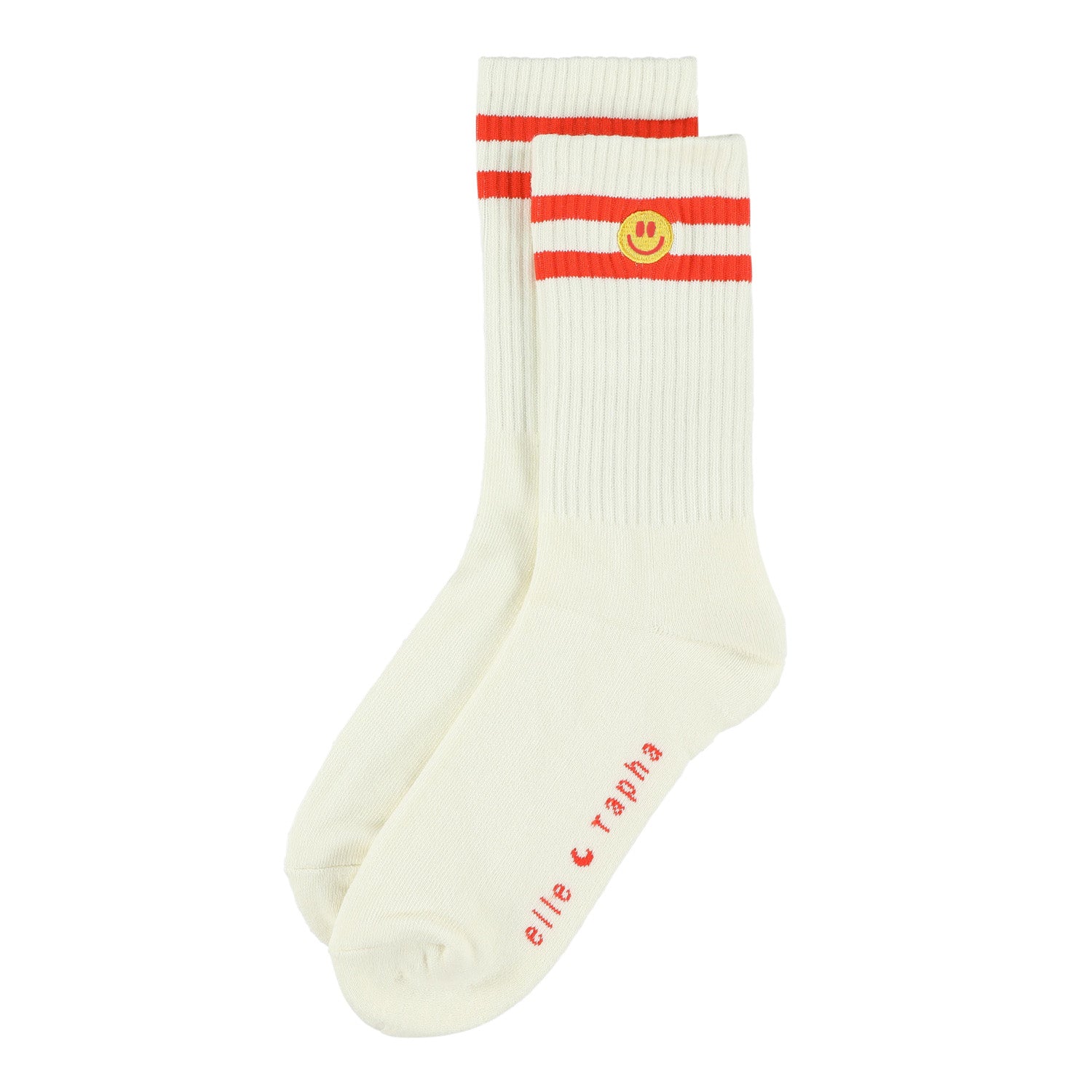 Ella and Rapha Smiley calzini bianco sporco cotone
