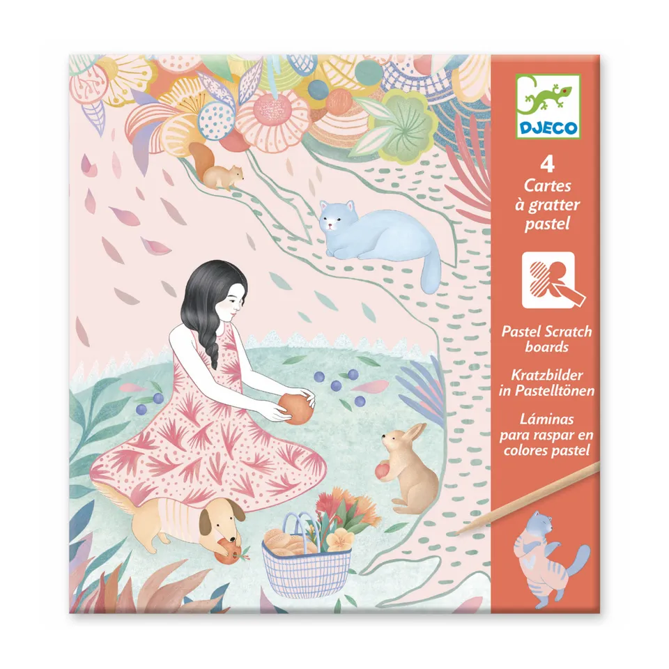 Djeco Picnic carte da grattare 4 carte pastello