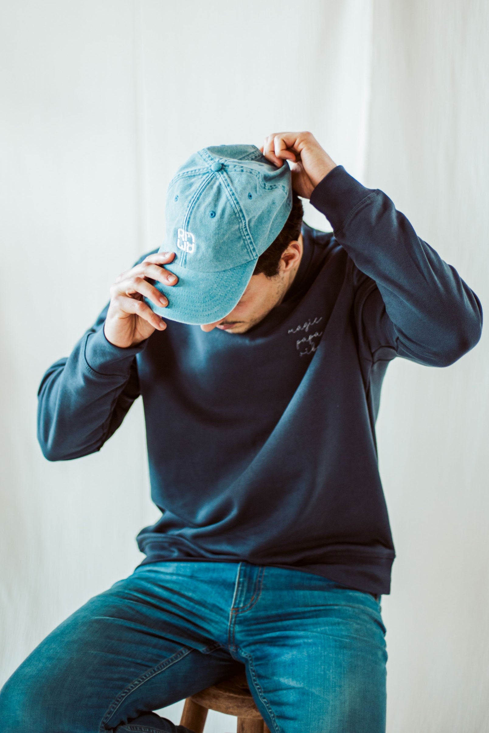 Ella and Rapha Icon cappellino denim chiaro unisex